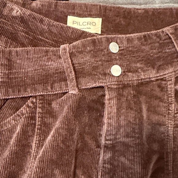 Pilcro Rich Brown Corduroy Skirt Front split. - Picture 4 of 5